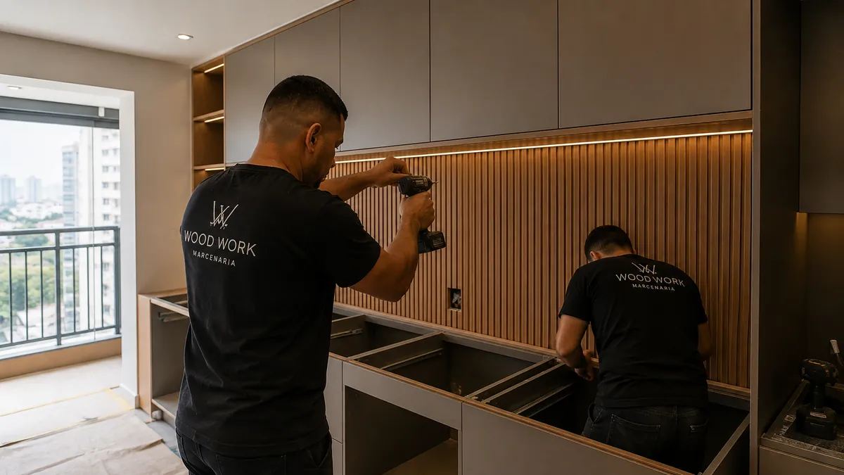 Instalação da marcenaria no ambiente do cliente